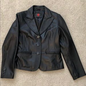 Gallery Petite genuine leather jacket